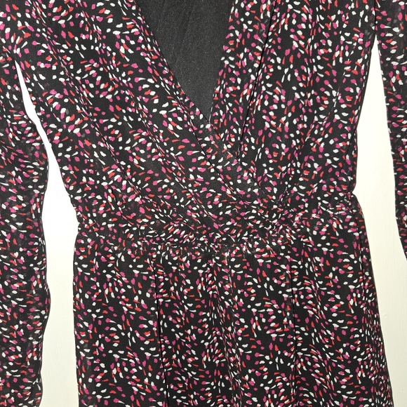 Express Long Sleeve V-Neck Mini Romper - Pink/White Speckled - XS - Picture 4 of 9